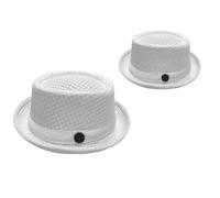 2 Pack Summer Breathable Mesh Pork Pie Hat for Men, Trilby Hats Fedora Hats Lightweight Packable Sun Protection Beach Outdoor Jazz Cap, Classic Vintage Bowler Hat Travel Party