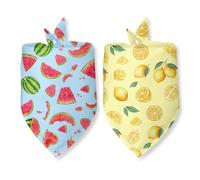 2 Pack Summer Dog Bandanas, Summer Holiday Bandana Funny Holiday Bandanas for Dogs Lover Pet Scarf Accessories Dog Scarf for Boy and Girl for Small Medium Dogs & Cats(Blue&Yellow)