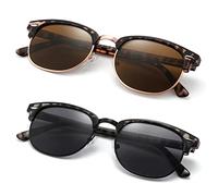 2 Pack Sunglasses Readers for Men Women Vintage Full Lens Reading Sunglasses Outdoor Magnifying Glasses NON BIFOCAL 1.5x