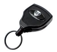 2 Pack - Super Heavy Duty Retractable Keychain - 8oz or 10 Keys - Durable 48” (4 Ft) Kevlar Lanyard - Rugged Polycarbonate Key Chain Ring Reel Badge Holder w/Steel Belt Clip by Specialist ID (Black)