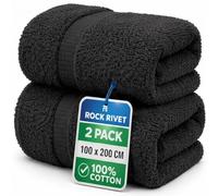 2-Pack Super Jumbo Bath Sheets Extra Large Size (100x200cm) - 100% Egyptian Cotton - 700 GSM Ultra-Absorbent Luxury Towels with Hanging Loop - XXL Big Size Beach Bath Towels Sets (Black)