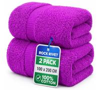 2-Pack Super Jumbo Bath Sheets Extra Large Size (100x200cm) - 100% Egyptian Cotton - 700 GSM Ultra-Absorbent Luxury Towels with Hanging Loop - XXL Big Size Beach Bath Towels Sets (Purple)