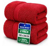 2-Pack Super Jumbo Bath Sheets Extra Large Size (100x200cm) - 100% Egyptian Cotton - 700 GSM Ultra-Absorbent Luxury Towels with Hanging Loop - XXL Big Size Beach Bath Towels Sets (Red)