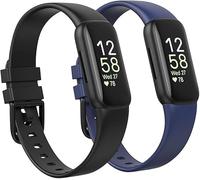 2 Pack Sweatproof Waterproof Bands Compatible with Fitbit Inspire 3 Bands | Soft Silicone Breathable Sports Adjustable Fitbit Inspire 3 Band for Women Men