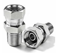 2 Pack Swivel Hydraulic Straight Fitting, 1/4" NPTF Male to NPSM Female