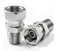 2 Pack Swivel Hydraulic Straight Fitting, 3/8" NPTF Male to NPSM Female