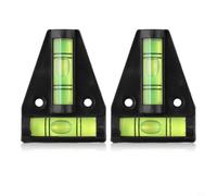 2 Pack T-Shape Horizontal Bubble Level for Level with 30min Accuracy, Plastic Triangle Level Tool for Pictures TV Caravans, 58mm x 43.5mm(Black)