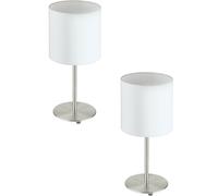 Loops 2 PACK Table Desk Lamp Colour Satin Nickel Steel Shade White Fabric E27 1x60W in Metallics Loops Metallics