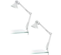 2 PACK Table Desk Lamp Colour Shiny White Moveable In Line Switch E27 1x40W
