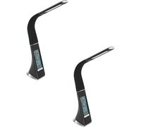 Black Touch Control Table Lamp Set With Led And Clock - 2 Pack