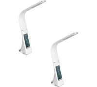 Set Of 2 Modern White Touch Table Lamps With Dimming And Clock Features
