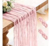 2 Pack Table Runner Pink, 300 x 90 cm Cheesecloth Table Runner Boho Gauze Rustic Runner for Weddings, Birthday Parties, Bridal Showers, Banquet Decorations