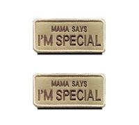 2 Pack Tactical Brown Mama Says I am Special Funny Dog Cat Animals Patch Military Embroidered Applique Hook & Loop Service Dog Patch for Medium Large Dogs Harness Vest Animals Clothes