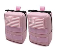 2 Pack Tactical Molle Pouches Small Molle Utility Pouch Small Tactical Accessory Bag Belt Pouches Vest Pouch Compact Water-Resistant EDC Pouch with Flag Patch (Pale Pink)