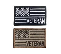 2 Pack Tactical USA US American Flag Veteran Patch, Morale Patches, Moral Patch, Military Patch, Hook and Loop, US Army Navy Air Force Coast Guard Veteran Military Applique Emblems Badges Patch