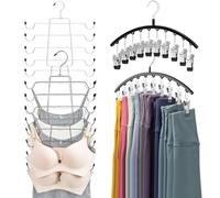 2 Pack Tank Top Hanger and 2 Pack Leggings Organizers,Space Saving Hangers,Pant Hangers with Clips,Hangers Space Saving Hanging Closet Organizer,Bra and Skirt Hangers