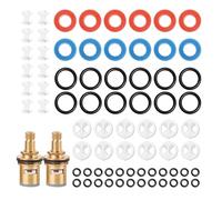 2 Pack Tap Cartridge Replacement with 72 Pcs Tap Washers Assorted UK - Brass Ceramic Valve Repair Kit with Multi-Size Silicone O-Rings - for Kitchen & Bathroom Mixer Tap Leak Repair