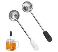 2 Pack Tea Infuser for Loose Tea, Rotatable Handle Loose Leaf Tea Infuser, Reusable Stainless Steel, Suitable ForMost of The Tea and Mullins Spices, Etc(White and Black)