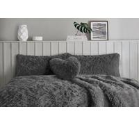 2 Pack Teddy Cuddles Pillowcase Cover Ultra Soft, Warm & Fluffy Thermal Pillow Cases Fit 50cm x 75cm Cozy Bed Pillow Covers Super Soft Hotel Quality Easy Care pillowcases (Charcoal)