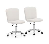 2 Pack Teddy Fleece Chair Height-adjustable Office Chair With Wheels