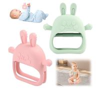 2 Pack Teething Mitten Toys for Babies 0-6 Months - Silicone Teether for Infants - BPA-Free Baby Teething Toys for Chewing Relief - Cute Design forGirl and Boy Gifting