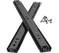 2-Pack Telescopic Drawer Runners Metal, 20-50cm Side, Black, 14in/350mm | 2-Pack Telescopic Steel Drawer Slides Detachable Silent Industrial Aluminium Trim, 20-50cm Adjustable Length