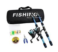 2-Pack Telescopic Fishing Rod and Reel Combo Set - Complete Fishing Kit with Full Tackle Accessories, Portable Travel Gear for Freshwater & Saltwater, Ideal for Beginners & Adults (blue, 172pod)