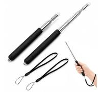 2 Pack Telescopic Presentation Pointer, 100cm Adjustable PE Pointer Stick with Silicone Grip & Soft Felt Tip, Retractable Teaching Pointer for Classroom Conference Training Sand Table (Black)
