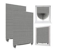 2 Pack Temporary Blinds, 60 * 150cm No Drill Blind, Stick on Blinds, Clip in Paper Blind, Easy Fit Install for Bedroom Kitchen Bathroom Windows Bedroom, Loft, Travel RV Car, Semi-Shading(Grey)