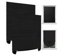 2 Pack Temporary Blinds, 60 x 150cm Stick on Blind, No Drill Blinds, Clip in Paper Blind, Easy Fit Install for Bedroom Kitchen Bathroom Windows Bedroom, Loft, Travel RV Car, Semi-Shading(Black)