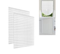 2 Pack Temporary Blinds for Window, No Drill Blinds Stick On Self Adhesive Cut to Size Easy Fit Clips On No Screw Pleated Paper Shades for Bedroom Bathroom Kitchen