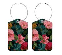 2 Pack Textured Floral Vector Pattern (1) Luggage Tag with Name ID Card Perfect to Quickly Spot Luggage Suitcase