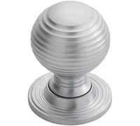 2 Pack | Textured Reeded Ball Cupboard Door Knob - 28mm Dia - Satin Chrome Handle | Small Cupboard Door Knob - Wardrobe Cabinet Pull Handle - Suitable for Lightweight Internal Doors