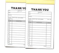 2-Pack Thank You Receipt Pad, Sales Receipt Form, Order Book, Invoice Booklet for Small Boutique Business, 3.4"x5.5" Handheld, 100 Sets Carbonless-White/Yellow.