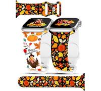 2 Pack Thanksgiving Fall Pumpkin Leaves Watch Bands Compatible with Apple Watch Band Women Holiday 42mm 44mm 45mm 46mm 49mm iPhone iWatch Replacement Band for Series 10 9 Ultra 8 7 6 5 4 3 2 1 SE