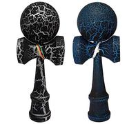 2 PACK - The Best Kendama For All Kinds Of Fun (full size) - Awesome Colors: Black/Blue and Black/Silver Crackle -Solid Wood - A Tool To Create Better Hand And Eye Coordination - KENDAMA TOY CO.