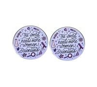 2 Pack The World Needs More Women Scientists Enamel Pins - Feminist Alloy Brooches with Lab, Astronomy Chemistry Icons - Inspirational Gift for Women