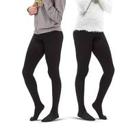 2 Pack Thermal Tights Women | Warm & Cosy Cable Knitted Tights | Brushed Inner, Lightweight | High Waist Tummy Control | Soft, Moisture Wicking | Yoga, Lounging, Gym (UK, Alpha, XL, Regular, Regular)