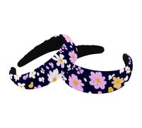 2 Pack Thick Hair Wide Top Hair Hoops, Colorful Ditsy Flower Seamless Headband for Women, No Slip Hairbands, Cute Hair Headbands, Hair Accessories