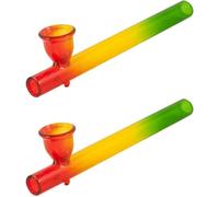 2 Pack Thick Premium Glass Steamroller Bong/Pipe - Colourful AC2 Pipe | 12.5cm Handcrafted Tube, 15mm Round with 20mm Round & Deep Snowflake Bowl | Portable Honeycomb Perc Design for Smooth Smoking
