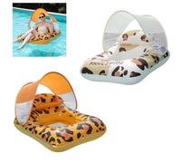 2-Pack Thickened PVC Single-Hole Floating Hammocks Inflatable Mesh Backrest Recliner with Sunshade Suitable for Backyards, Beaches, Lakes, Parties | Suitable for Both Men and Women