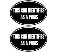 2 Pack This CAR IDENTIFIES AS A Prius - Anti Elon Car Bumper Vinyl Sticker Elon Musk Decals Stickers ! Elon Went Crazy Model X Y 3 S Vinyl Decal Accessories (Ellipse 6 * 4in)