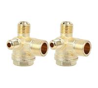2 Pack Thread 3-Way Air Compressor Valve, 16mm 14mm 10mm Male Threaded Non-Return Check Valve, 3 Port Zinc Central Pneumatic Connector Tool