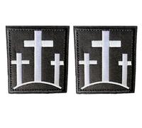 2 Pack Three Crosses Morale Patch Funny Hook and Loop Calvary Christian Embroidered Patches Military Tactical Applique DIY Badges for Trucker Hats Backpack Bag Jacket Vest Gym Army Emblem Believers