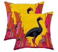 2 Pack Throw Pillows Case Decorative Tech Punk Vivid Yellow Peach Ostrich Graphic Cushion Cover Soft Pillow Cover for Garden Decoration 45X45cm