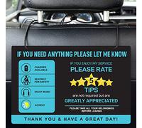 2-Pack Tips Rating Appreciated Rideshare Accessories Sign for Car Taxi - Rate Me Tip No Smoking for 5 Star Rides for Ride-share