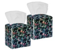 2 Pack Tissue Box Cover, Cactus Natural Floral Pattern Square Tissue Box Holder for Bathroom Dresser Table Countertop Night Stand Office Car