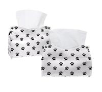 2 Pack Tissue Box Cover, Cat Dog Paw Animals Paw Pattern Rectangle Tissue Box Holder for Bathroom Kitchen Bedroom Vanity Countertop Home Office Car