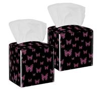 2 pack Tissue Box Cover for Room, Home & Office, Butterfly on Black BackgroundTissues Boxes Holder