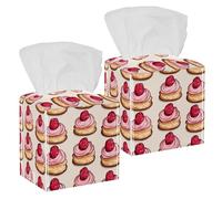 2 pack Tissue Box Cover for Room, Home & Office, cute pink dessertsTissues Boxes Holder